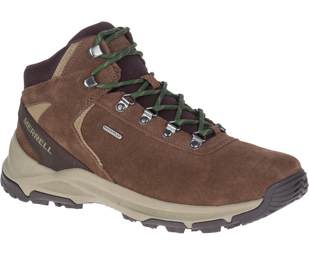 Botas Homem - Merrell Erie Mid Waterproof Wide Width - Marrom - MUK602549